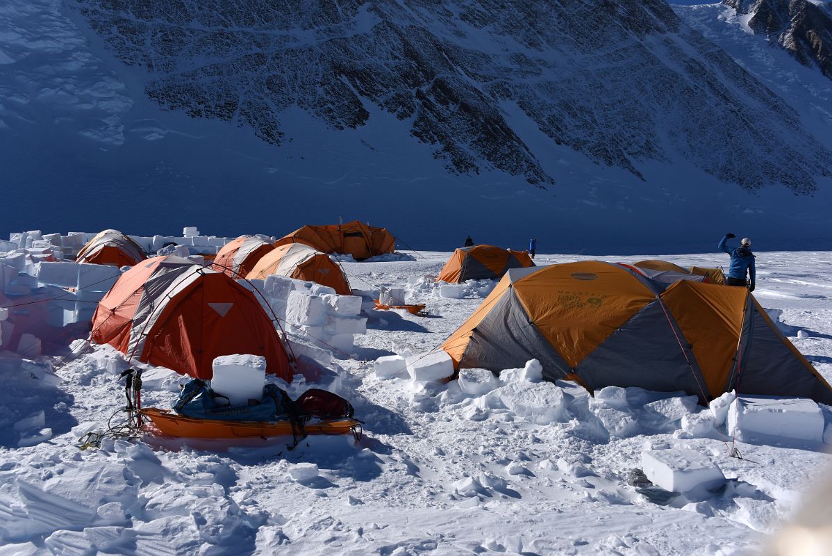 17B The Tents With Scattered Ice Blocks Around After The Storm On Day 8 At Mount Vinson Low Camp